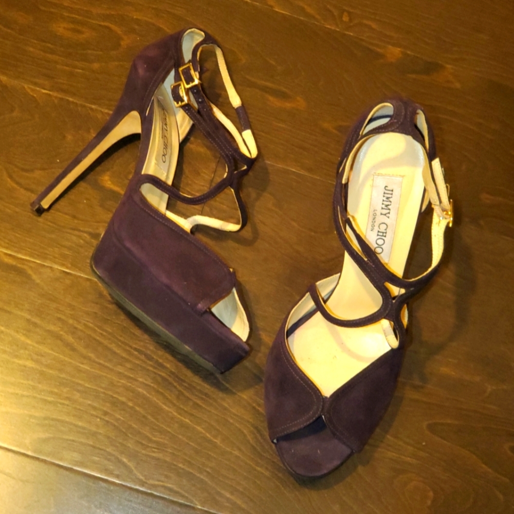 Jimmy choo purple suede heels size 8 /38.5